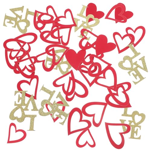 Gadpiparty 100 Piezas Confeti de Papel para Bodas y San Valentín Decoración Romántica Rojo y Dorado para Fiestas y Aniversarios