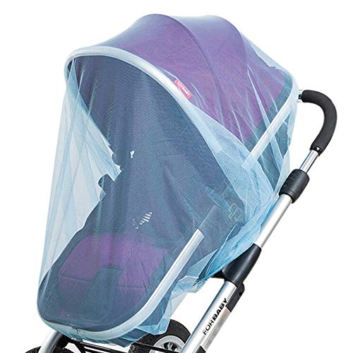 2 Pack Baby Mosquito Net for Strollers, Car Seats, Bassinets, Carriers and Cradles - Stretched up to 60 Inch in Length, Blue