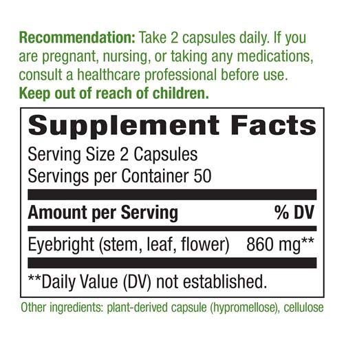 Nature's Way Eyebright Herb, 860 mg per Serving, 100 VCaps