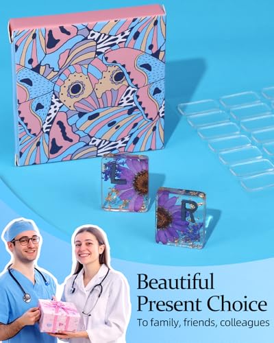 Image of Plifal Xray Markers with Lead Initials Flower - X-ray Markers Purple Dried Floral Glitter in Resin Radiology Include Reusable Adhesive Tapes to Nurse Radiologist Badge Reel Buddy, Easy to Identify