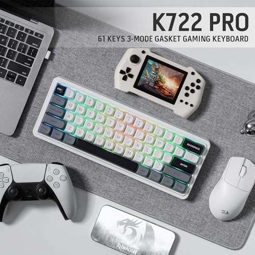 K722 PRO 60% tastiera wireless Gasket RGB gaming, 60% hot-swap, tastiera meccanica compatta con base free-mod, riduzione del rumore a 5 strati e tappi per tasti PBT rotondi, interruttore - Tastiera gaming - Immagine 8