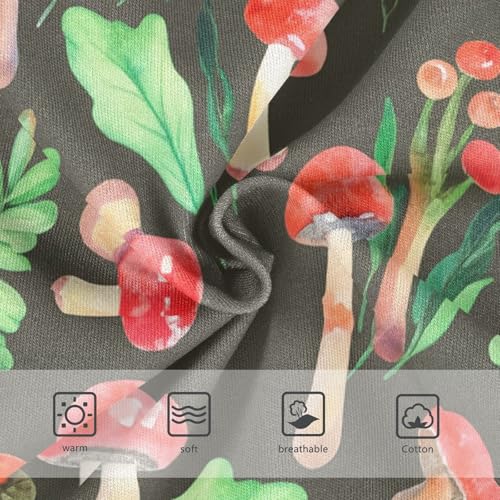 Watercolor Red Mushrooms Green Leaves Little Girl Panties Girls Underwear Toddler Cotton Florals Briefs Kids Undies 2t3