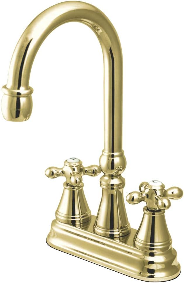 Kingston Brass KS2492AX Victorian Two-Handle 2-Hole Deck Mount Bar Faucet in Polished Brass