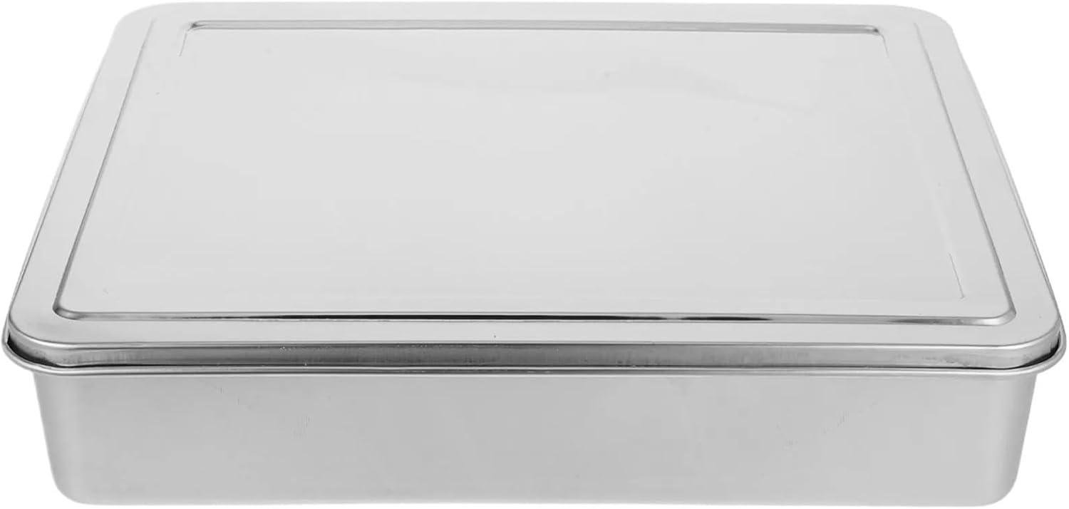 Stainless Steel Covered Baking Pan with Lid for Tiramisu Mousse Cakes Home Baking Container