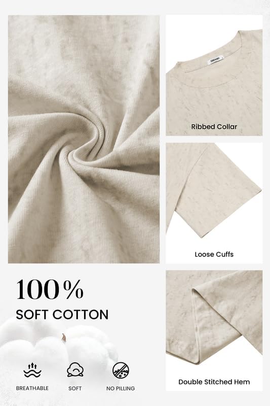 COOFANDY Men's Cotton T-Shirts Oversized Shirt Short Sleeves Streetwear Loose Fit Summer Tee Tops Washed Basic Unisex Shirts - Image 5