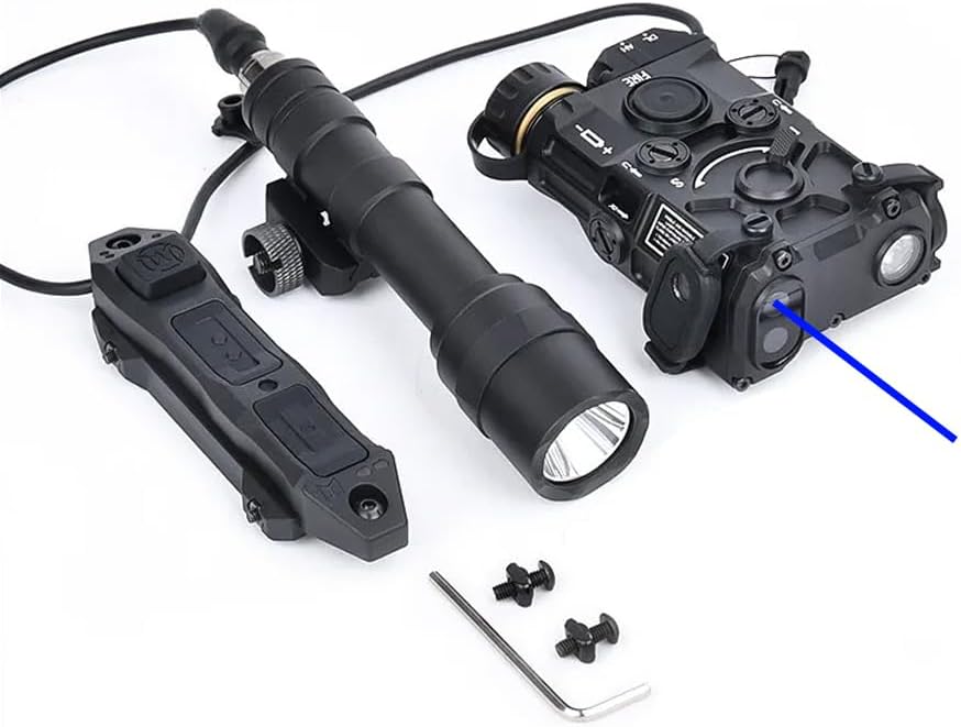 Metal Og Laser Sights Box(with Red/Green/Blue Laser + IR Laser+White Flashlight),& M600u Strong LED Flashlight,& Modular Dual Wire Remote Pressure Switch(SF+Crane Plug) Combo, Black
