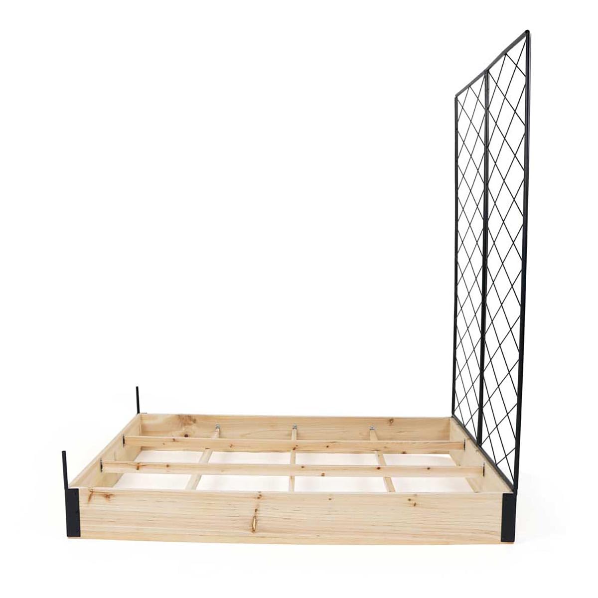 Carré Potager en Bois de Sapin avec Treillis - 115x80x128cm