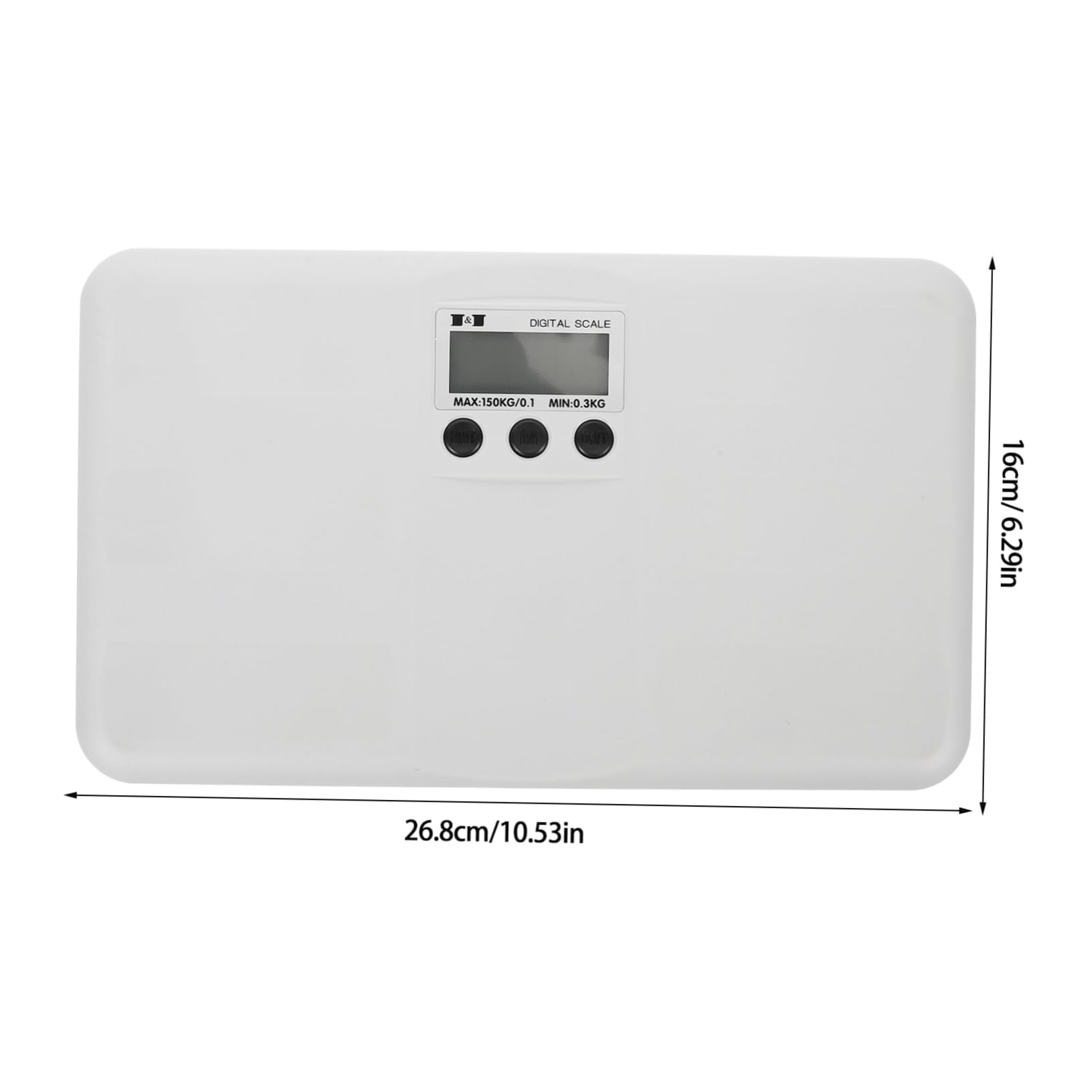 Elektronische Babywaage Haustierwaage 150kg, Weiße Kunststoffwaage | Digitale Anzeige, Einheitenumstellung, Flaches Klassisches Design, für Katzen und Welpen, 0, 3kg Start