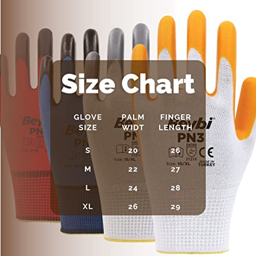Beybi 3 Pair Gardening Gloves Women/Men, 4 Mil Multi-Purpose Nitrile Coated Outdoor Working Gloves, Yard Safety Grip Gloves #TOP6