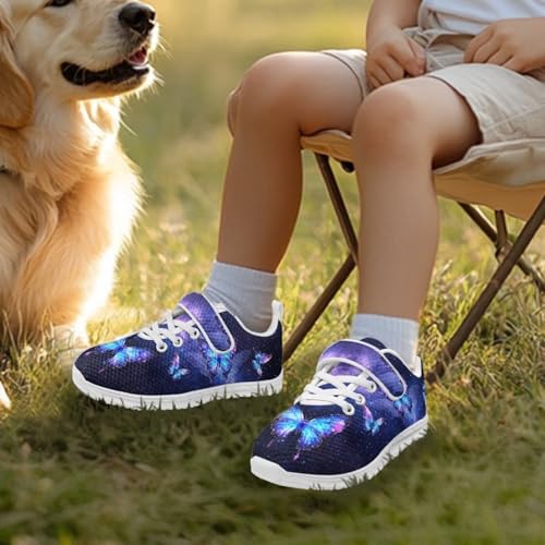 Boys Girls Shoes Kids Sneakers Athletic Running School Shoes for Little Kid/Big Kid Butterflies Print（White Sole）3