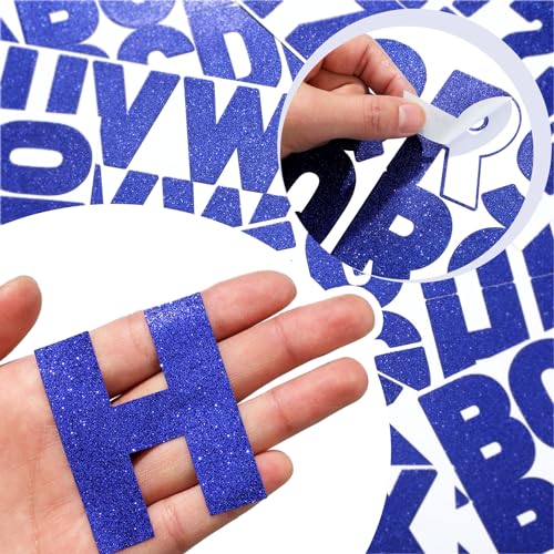 Image of Harloon 232 Pcs Large Glitter Letter Stickers 24 Sheets Classroom Bulletin Boards Decorations Big Font Alphabet Letter Self Adhesive Letters Stickers Back to School Decor DIY Craft(Blue,2.5 Inch)