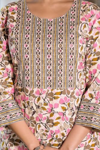 Image of MIRCHI FASHION Pure Cotton Women Straight Jaipuri Floral Print Kurti Set with Dupatta and Pant