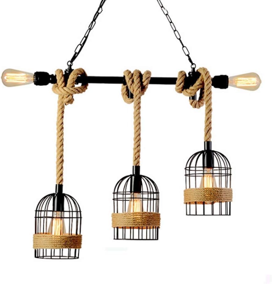 Suspension en fer forgé 3 lumières au fini artisanal pour salon contemporain