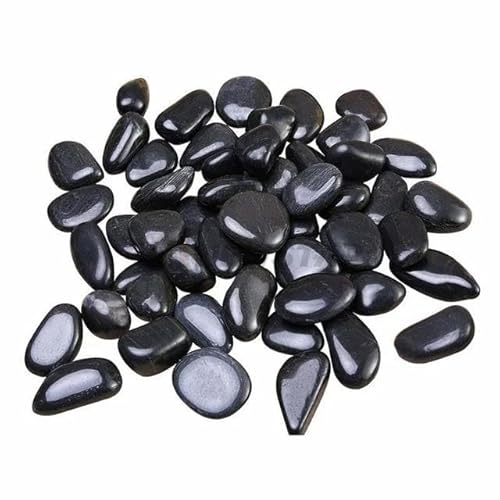 Pierres décoratives, 2-3 cm, couleurs naturelles variées - Pierres pour pots de fleurs, vases, aménagement paysager, aquariums, étangs, décoration de la maison - centres de table (noir, 2 kg)