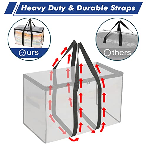 Uhogo Moving Bags Heavy Duty - 8 Pack Extra Large 110L Storage Bags With Strong Handles And Zippers - Durable, Waterproof And Space-Saving Alternative To Moving Boxes (Clear) #TOP2
