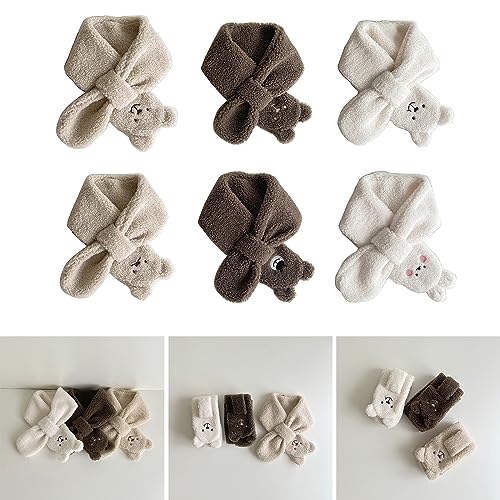 2T+ Children's Long Muffler With Adorable Bear Design Cartoon Animal Pattern Neck Scarf For Outdoor Activities2