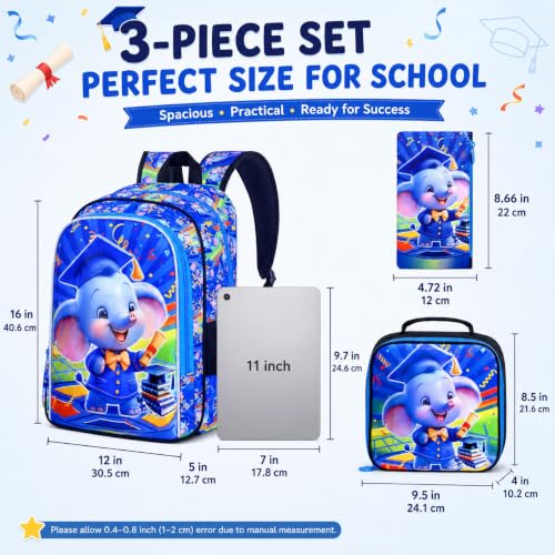 Image of AGSDON 3PCS Backpacks for Girls, 16 inch Elementary Kids Backpack Preschool School Bookbags and Lunch Box