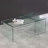 CAGÜ 2er Set Design Glascouchtische Couchtische [Mayfair] Glas transparent 100cm x 50cm und 60cm x 40cm