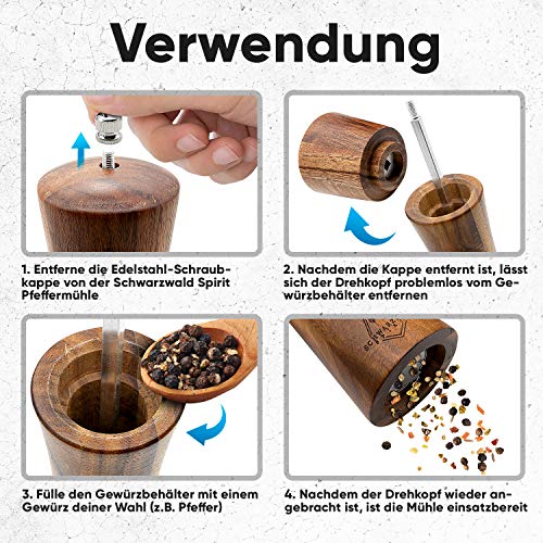 Schwarzwald Spirit zout- en pepermolen van hout met keramische maalwerk INCL. Reinigingskwast INCL. Genotboek - Set zout… - Image 7