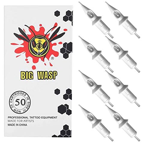 BIGWASP 50pcs Assorted Disposable Tattoo Needle Cartridges Round Liner Mixed 3RL 5RL 7RL 9RL 11RL (50pcs #10 Bugpin RL) Cover