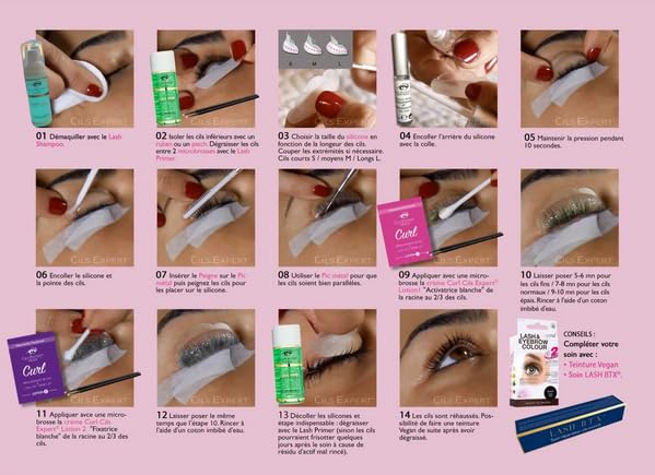 Loción Curl 1 y 2 mejora de pestañas y brow lift sin bromato de sodio (x10)