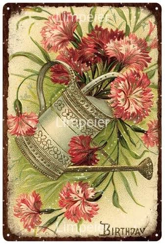 Cartel de hojalata vintage para cumpleaños, para cafetería, bar, club, granja, racimo de flores, decoración de pintura metálica, 5.5 x 8 pulgadas