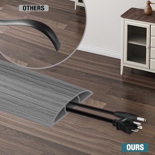 Image of Floor Cord Cover, Cable Protector, 0.63W x 0.31H inches, Wire Cover for Extension Cords, Floor Cable Covers Prevent Cable Trips (Gray Wood, 50-3.3 Feet)