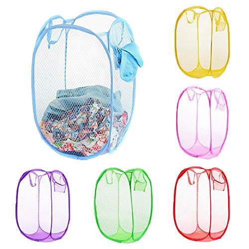 Firoya 6 Stück Einfacher Pop-Up Kleiderkorb Faltbarer Pop-Up Korb mit Schmutzwäschekorb mit Griff Cover
