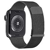 Meliya Armband Kompatibel mit Apple Watch Armband 38mm 42mm 40mm 44mm 41mm 45mm, Edelstahl Metall Ersatzarmband mit Verbesserter Magnet für iWatch Series 8 7 SE 6 5 4 3 2 1 (42mm/44mm/45mm, Schwarz)