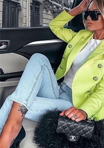 GORIFE Women's Solid Color Long Sleeve Open Front Blazers Double Breasted Jacket Slim Business Casual Suit Jacket2