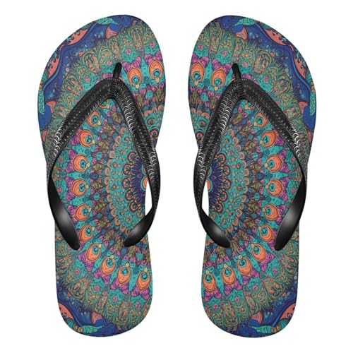 STAYTOP Colorful Mandala Flip Flops Sandals of Men's & Women's,Sandals Beach Slippers Shower Slides