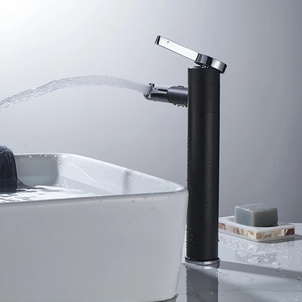 Grifo mezclador, giro de 360°, construcción de latón, suministro de agua fría y caliente, mangueras estándar incluidas