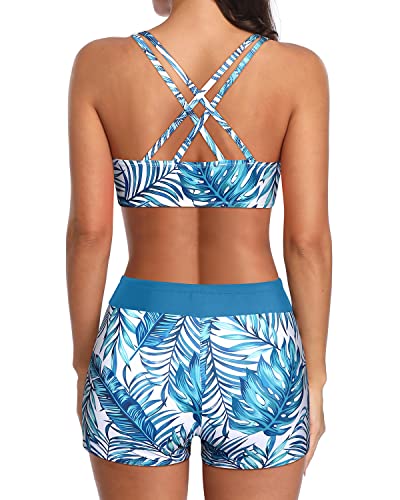 Image of Holipick 3 Piece Tankini Swimsuits for Women Tummy Control Bathing Suits Swim Tank Top with Bra Boy Shorts Teen Swimwear 2026