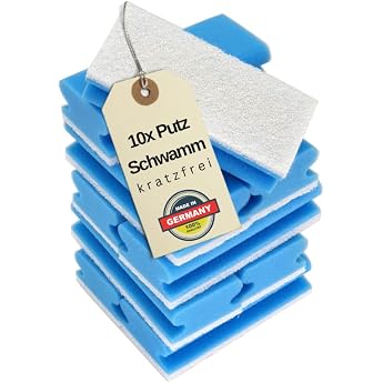 Scratch-free cleaning sponge soft washable pot sponge washing up sponge household sponge with fleece and recessed grip set of 10