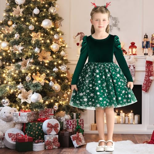 Toddler Baby Girl Christmas Dress Little Girls Velvet Tulle Tutu Dresses Kids Long Sleeve Fall Winter Xmas Outfits3