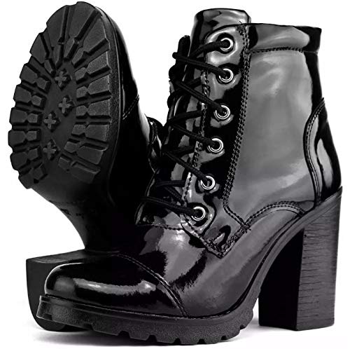 Coturno Bota Feminino Verniz Tratorada Salto Alto Grosso