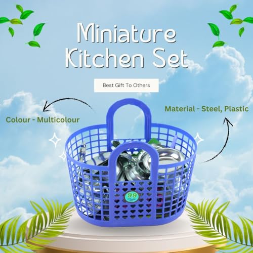 Image of Miniature Kitchen Set Toys for Kids | Cooking Set Toys for Kids | Steel Kitchen Set for Girls | Choppu Jaman | (Pack - 50)