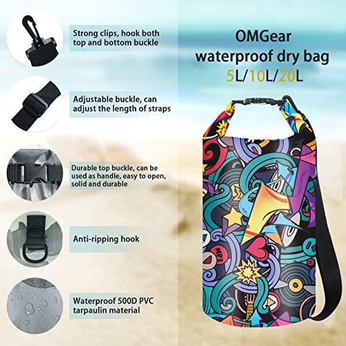 Image of OMGear Waterproof Dry Bag Backpack Phone Pouch 40L /30L /20L /10L /5L Floating Dry Sack for Kayaking Boating Outdoors Activities