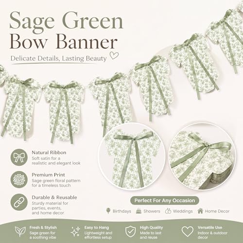 Image of Weysat 2 Pcs Baby Clothes Banner Baby Boys Girls Shower Decorations Sage Green Floral Bodysuit Clothesline Banner Gender Reveal Birthday Neutral Party Outfit Paper Decor Supplies