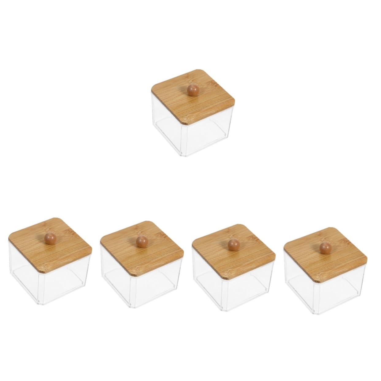Amosfun 5st Staubdichte Wattestäbchenbox Aufbewahrungsbehälter Für Wattestäbchen Desktop-organizer Spender Für Wattestäbchen Wattepad Hülle Klarer Behälter Tupferspender Holz