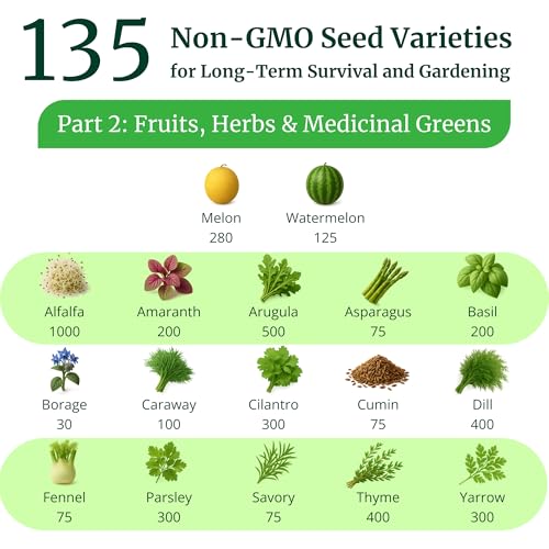 Heirloom Seeds for Planting Vegetables and Fruits - Survival Essentials 135 Variety Seed Vault - Medicinal Herb Seeds - Grow Healthy Non-GMO Food - Image 5