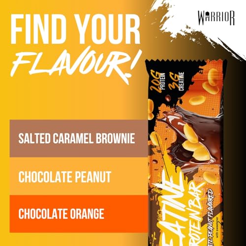 Warrior Creatine Protein Bars – Low Carb Snack, Oat Based Flapjack Bar, Increase Physical Performance, 12 x 75g (Chocolate Peanut) - Image 5