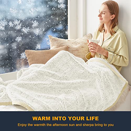 Inhand Sherpa Throw Blankets For Couch, Travel Plush Cozy Lightweight Blanket, Soft Fleece Fur Throw Blanket, Big Fluffy Sherpa Throws And Blankets For Sofa, Bed(50"X 60", Beige) #TOP1