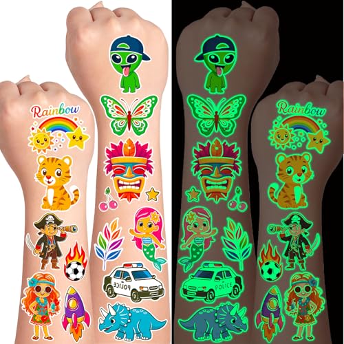 36 Sheets Luminous Temporary Tattoos for Kids, Glow In The Dark Tattoos, Birthday Party Favors for Kids 3-5 4-8, Glow In The Dark Party Supplies,...