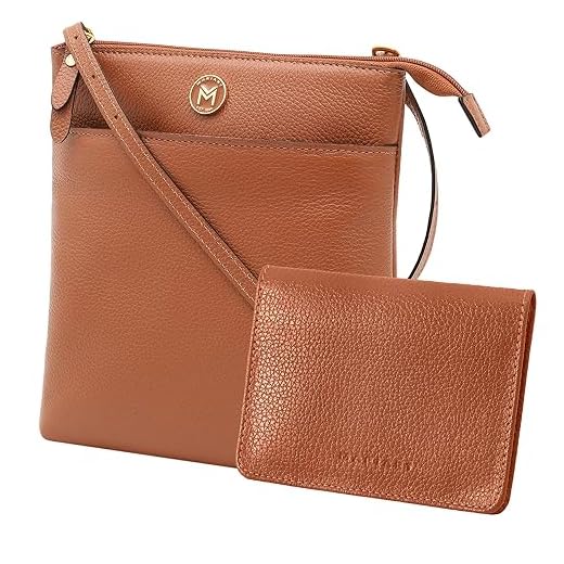 Mariart Itacaré + 649 Kit Feminino de Bolsa Transversal + Carteira de Couro Bovino Legítimo (Camel)