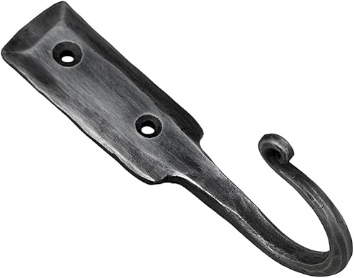 Gancho de pared de metal forjado a mano de hierro forjado para toallas de pared hecho a mano, estante negro acabado antiguo por LIVING IDEAS