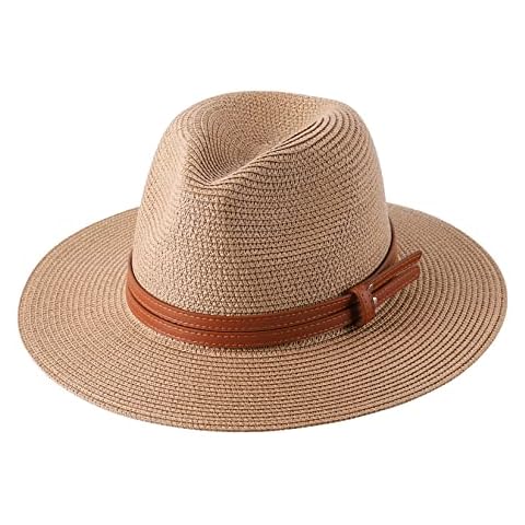 Sombrero Panamá con Sombrero De Sol Empacable Cordera De Cuero para Mujer Cover