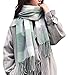 heekpek Damen Kariert Oversized Kaschmir Schal Lange Winterschal Weich Wraps Groß Karo Fransen Schal Warm Schal für Herbst Winter, Grün weiß