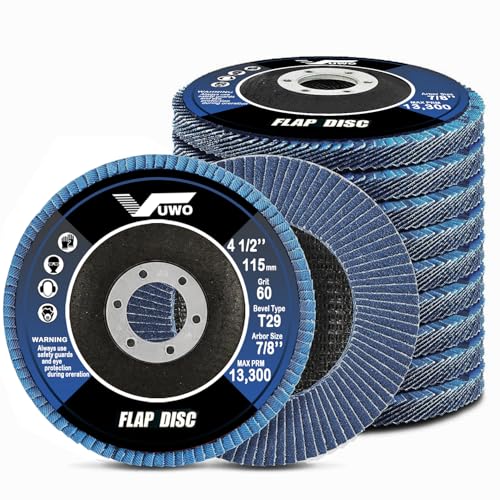 vuwo Flap Discs - Zirconia 10 pack Flap Disc 60 Grit 115 Premium Abrasives for Type 29 Zirconia Abrasive Grinding Wheel Angle Grinder and Flap Sanding Disc