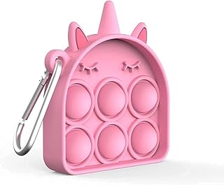 Pop It Porte-clés Licorne - Jouet Anti-Stress Sensoriel en Silicone - Fidget Toy pour Enfants, Adultes, Autisme, TDAH - Mini Pop It Licorne Rose (Licorne, 10, Égales)